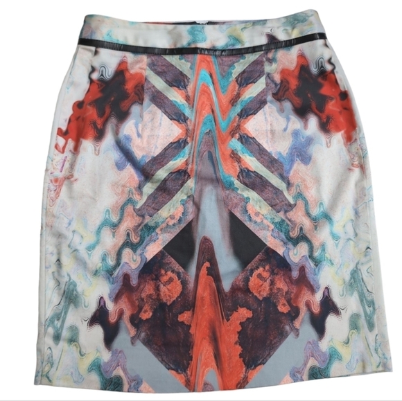 Hunter Bell Skirt Zip Up Faux Leather Trim Multicolored Size 4 - Picture 2 of 5